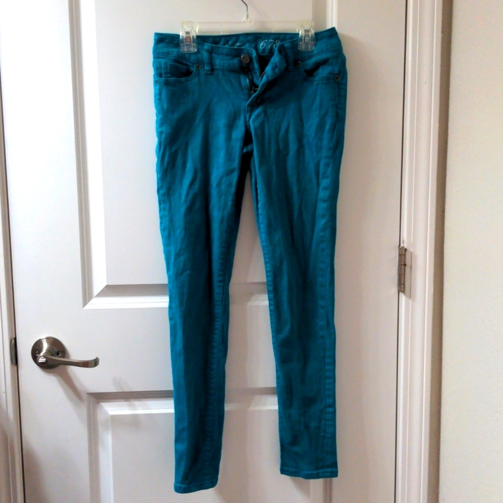 The Limited Teal Denim 0 Vintage 678 Jeans Aquamarine Sea Blue Green Skinny Y2K